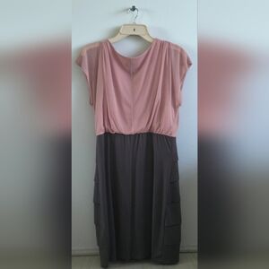 Enfocus Studio Dusty Rose and Gray Two-Tone Midi Dress